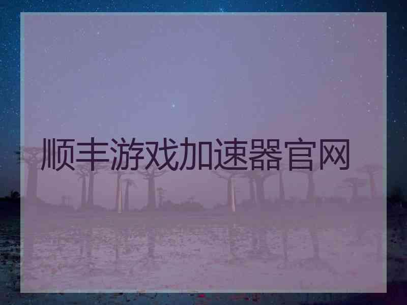 顺丰游戏加速器官网