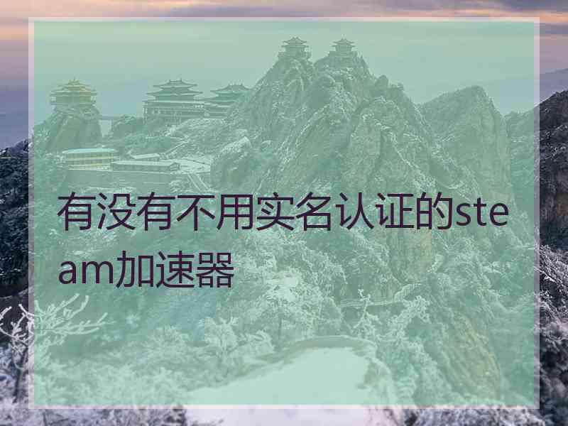 有没有不用实名认证的steam加速器