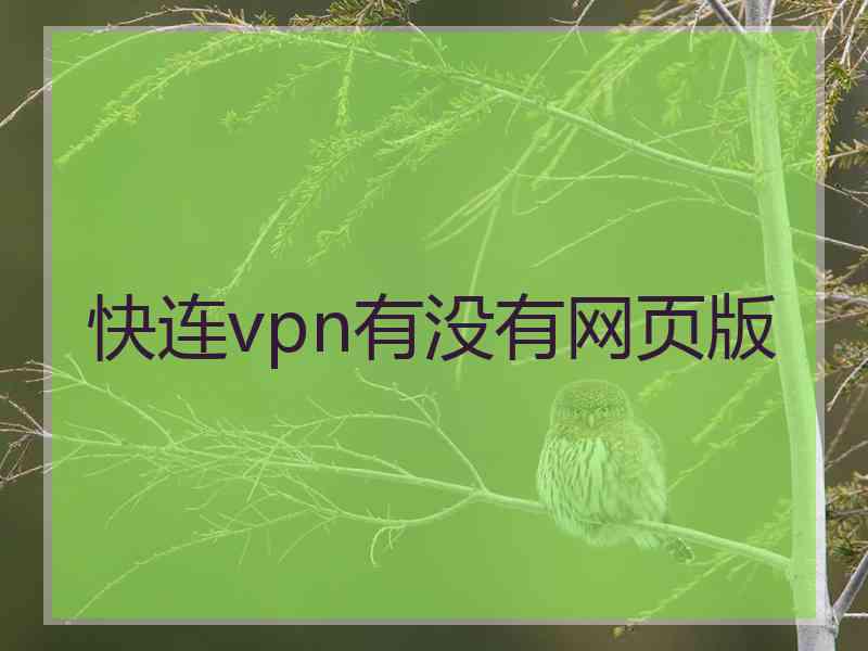 快连vpn有没有网页版