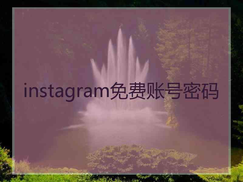 instagram免费账号密码