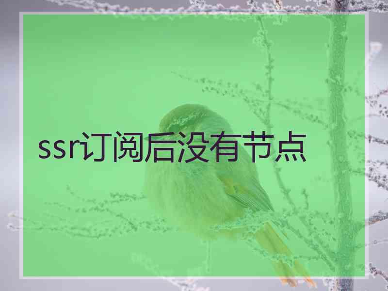 ssr订阅后没有节点