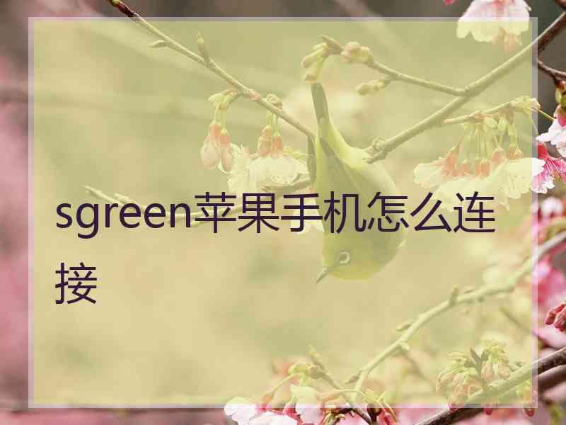 sgreen苹果手机怎么连接