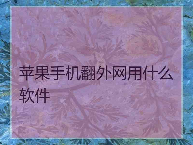 苹果手机翻外网用什么软件